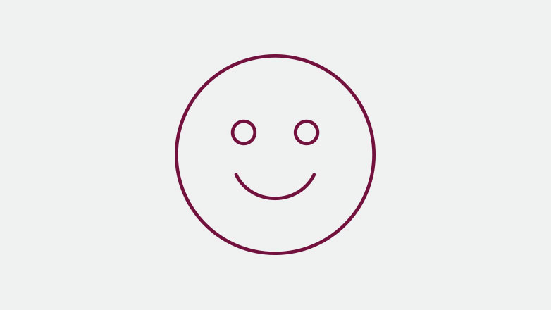 happy face icon in the color burgundy