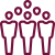 group of people icon in the color burgundy