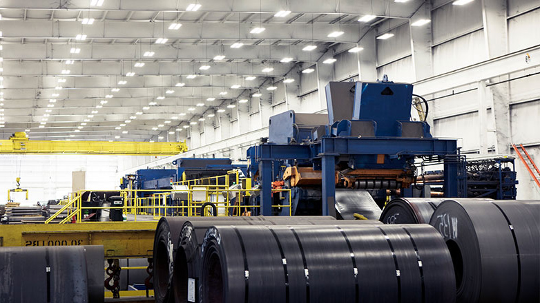 Large manufacturing facility with printing presses.